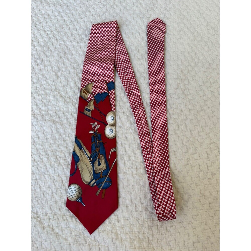 Vtg‎ Countess Mara New York USA Satin Golf Clubs Silk Necktie Tie Men 4"W 56"L